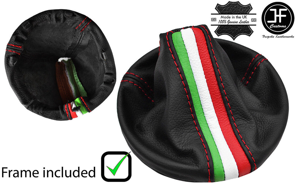 RED STITCH ITALIAN FLAG STRIPES LEATHER GEAR+PLASTIC FRAME FOR FIAT 500 07-16