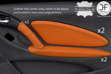ORANGE REAL LEATHER 2X FRONT DOOR CARD COVERS FITS TOYOTA CELICA MK7 1999-2005