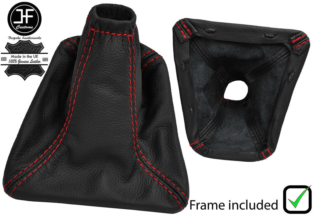 RED STITCH LEATHER GEAR GAITER WITH PLASTIC FRAME FOR JAGUAR X-TYPE 2001-2009