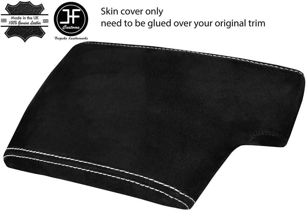 WHITE STITCHING REAL SUEDE ARMREST LID COVER FOR FOR BMW E90 E91 E92 E93 06-12