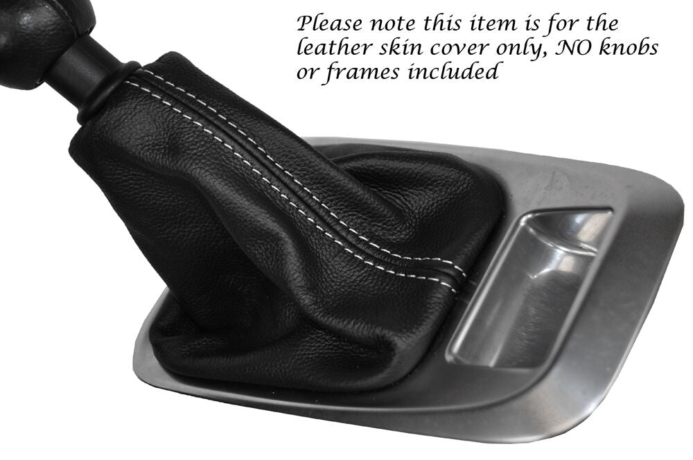 WHITE STITCHING LEATHER MANUAL GEAR GAITER FITS PEUGEOT 3008 5008 09-14