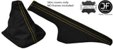 YELLOW STITCH SUEDE FITS VW GOLF MK4 4 IV BORA 98-05 GEAR + HANDBRAKE GAITERS