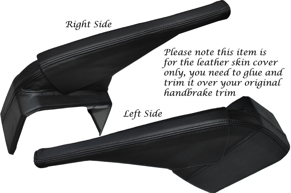 BLACK STITCH HANDBRAKE & BOTTOM BASE LEATHER SKIN COVERS FITS VW T6 TRANSPORTER