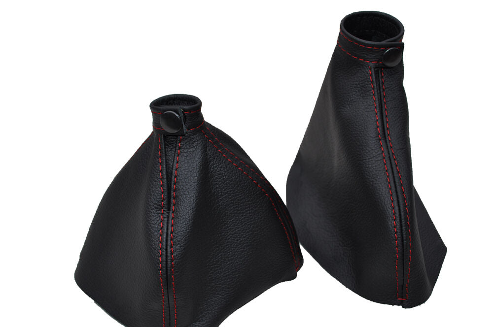 RED DOUBLE STITCHING  FITS ALFA ROMEO 159 2005-2011 REAL LEATHER GAITERS SET
