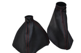 RED DOUBLE STITCHING  FITS ALFA ROMEO 159 2005-2011 REAL LEATHER GAITERS SET