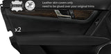 BLACK STITCH 2X FRONT DOOR CARD TRIM LEATHER COVER FOR MERCEDES C CLASS W204