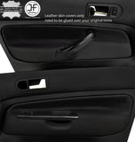 BLACK & BLACK 2X FRONT DOOR CARD LEATHER COVERS FOR VW GOLF MK4 98-05 5 DOOR