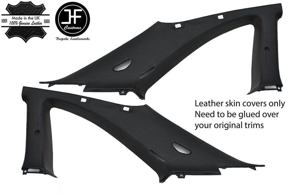 BLACK & BLACK 2X B C PILLAR LEATHER COVER FITS NISSAN SKYLINE GTS GTR R33 93-98