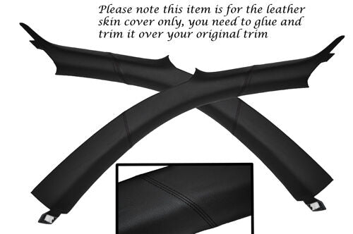 BLACK STITCH FITS AUDI TT MK1 COUPE 98-06 2X WINDSCREEN PILLAR LEATHER COVERS