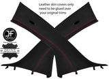 RED STITCHING 2X A PILLAR REAL LEATHER COVERS FOR BMW I3 2013-2018 CUSTOM NEW