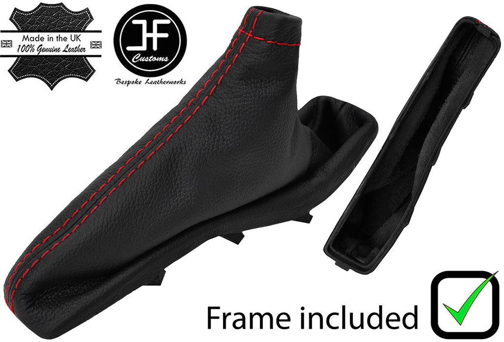 RED  STITCH LEATHER HANDBRAKE+PLASTIC FRAME FITS SUBARU FORESTER 2002-2008