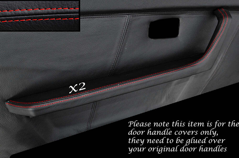 RED STITCH 2X DOOR HANDLE ARMREST TRIM SKIN COVER FITS PORSCHE 924 944 75-85