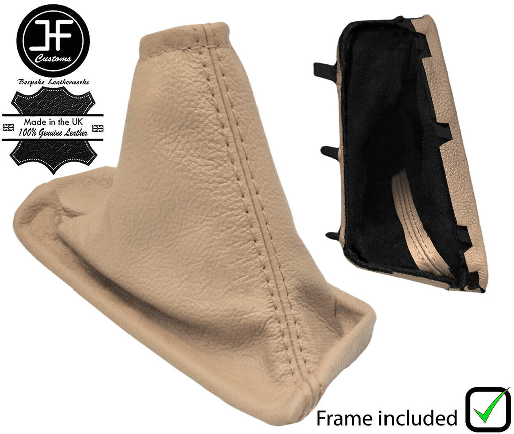 BEIGE REAL LEATHER HANDBRAKE GAITER + PLASTIC FRAME FOR VOLVO V70 MK2 2005-2009