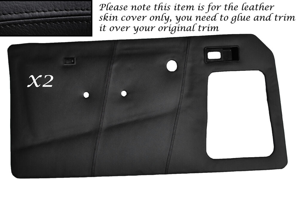 BLACK STITCH 2X FRONT DOOR CARDS LEATHER COVERS FITS TALBOT SUNBEAM & LOTUS TI