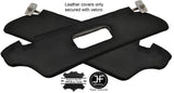 BLACK  STITCHING 2X SUN VISORS LEATHER COVERS FITS ROVER 100 1991-1998
