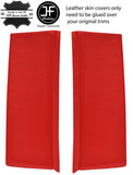 RED REAL LEATHER 2X REAR E POST PILLAR COVERS FITS RANGE ROVER P38 94-02