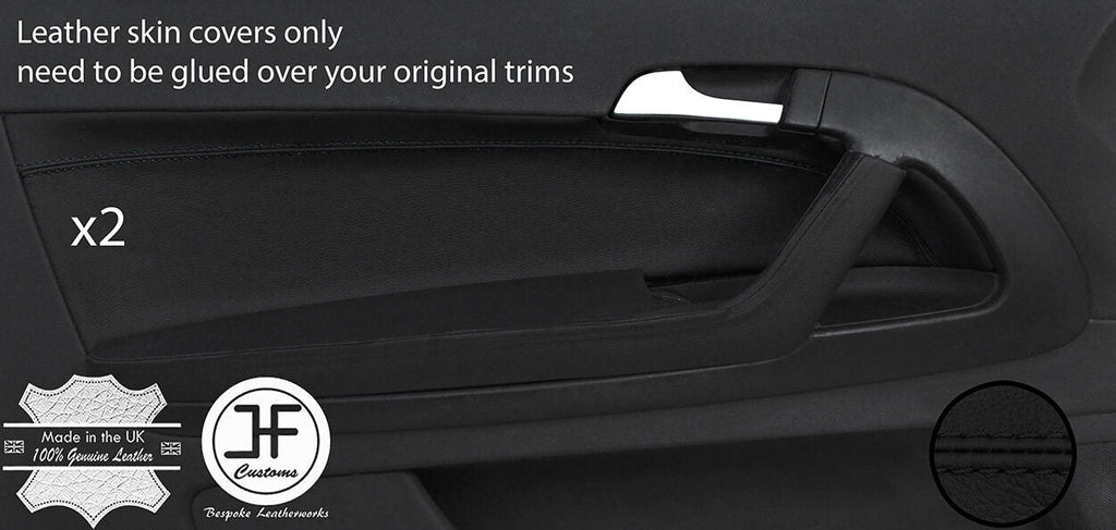 BLACK STITCH 2X FRONT DOOR CARD TRIM LEATHER COVER FOR AUDI A3 8P 04-12 3 DOOR
