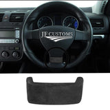 BLACK SUEDE LOWER STEERING WHEEL TRIM COVER+FRAME FITS VW GOLF MK5 03-09