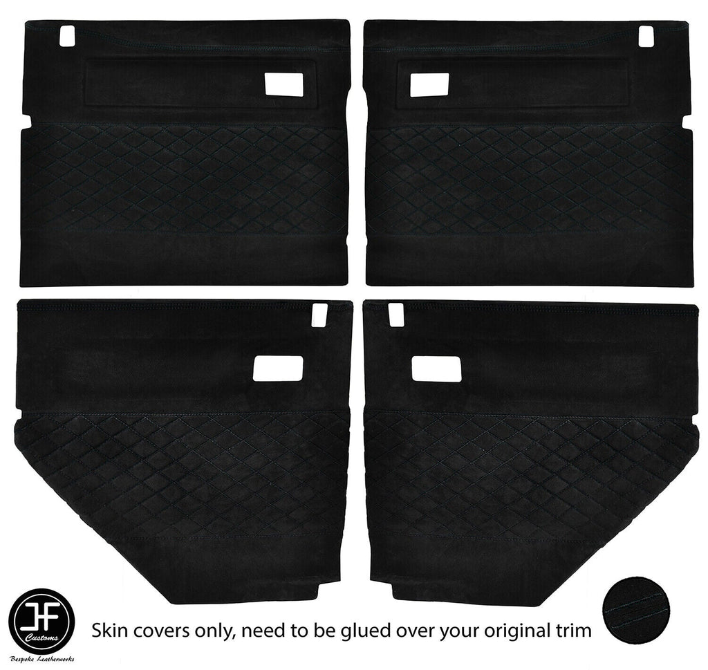 BLACK DIAMOND STITCH 4X DOOR CARD SUEDE COVERS FOR LAND ROVER DEFENDER 90 110