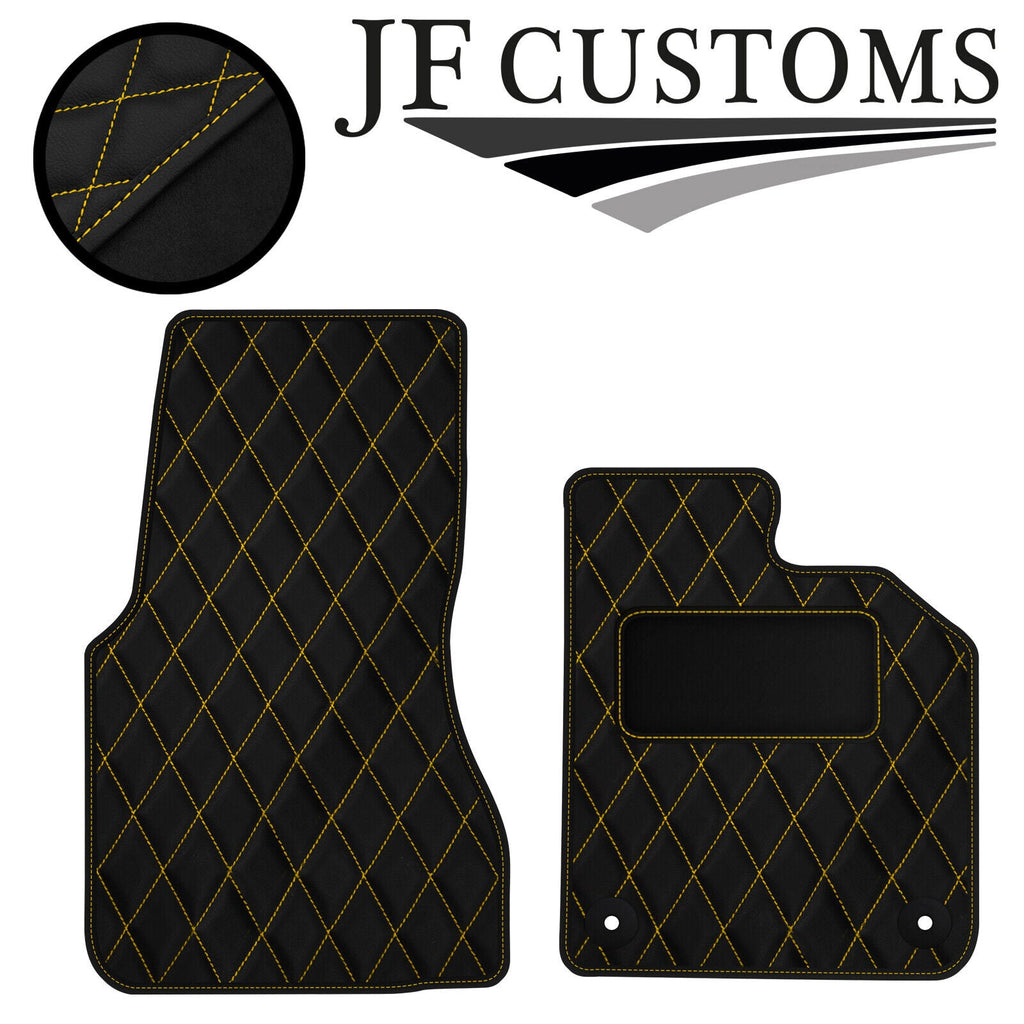 YELLOW DIAMOND STITCH VINYL 2X TAILORED FLOOR CARPET FOR SMART FORTWO 453 14-21