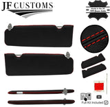 RED CROSS STITCH 2X SUN VISORS LEATHER COVERS FITS NISSAN PATROL Y60 87-97