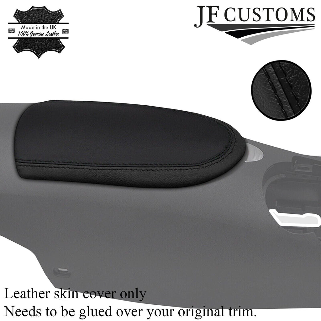BLACK & BLACK REAL LEATHER ARMREST LID COVER FITS 370Z Z34 09-2017 STYLE 2