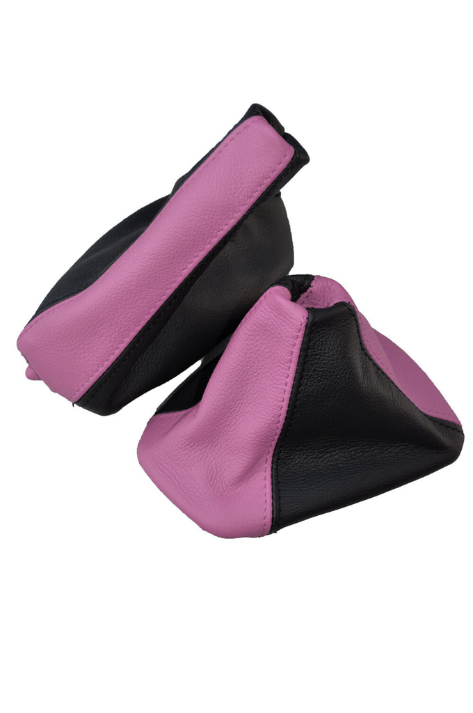 PINK  BLACK FITS BMW 3 SERIES E36 E46 GEAR HANDBRAKE GAITER LEATHER 2 TONE
