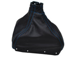 BLUE DOUBLE STITCH FITS RENAULT SCENIC MK2 2003-2009 LEATHER GEAR GAITER