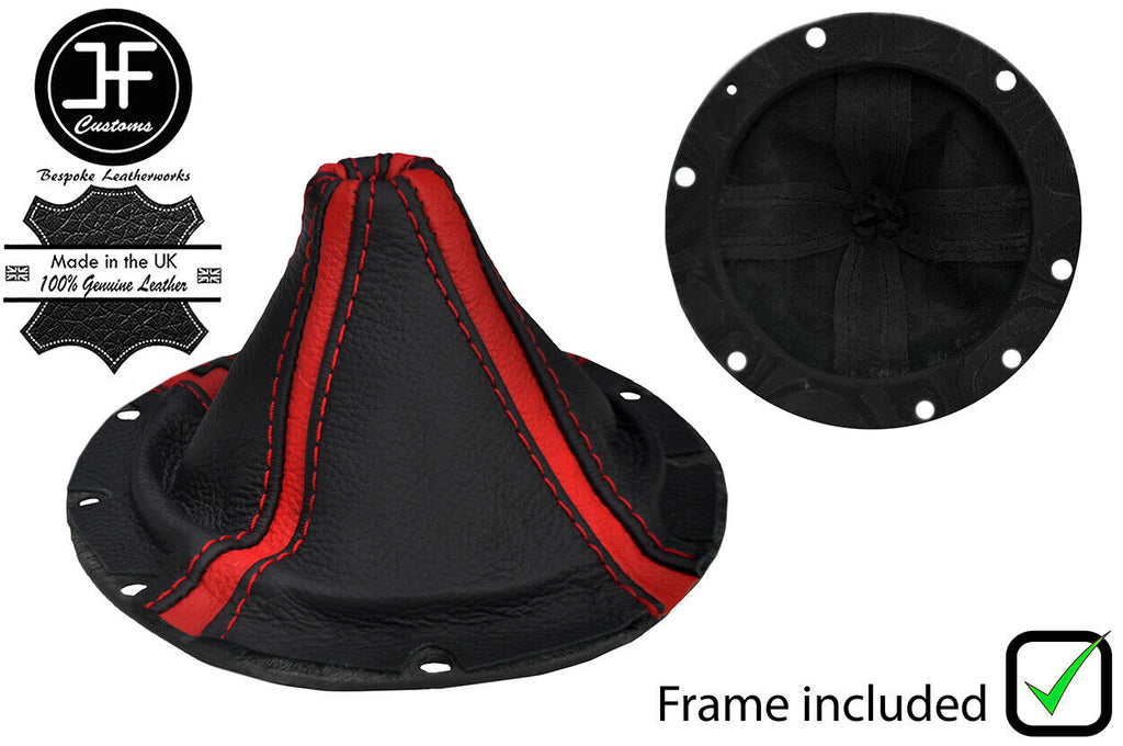 BLACK&RED STRIPE LTHR MANUAL GEAR GAITER+ PLASTIC FRAME FOR DODGE VIPER 03-06