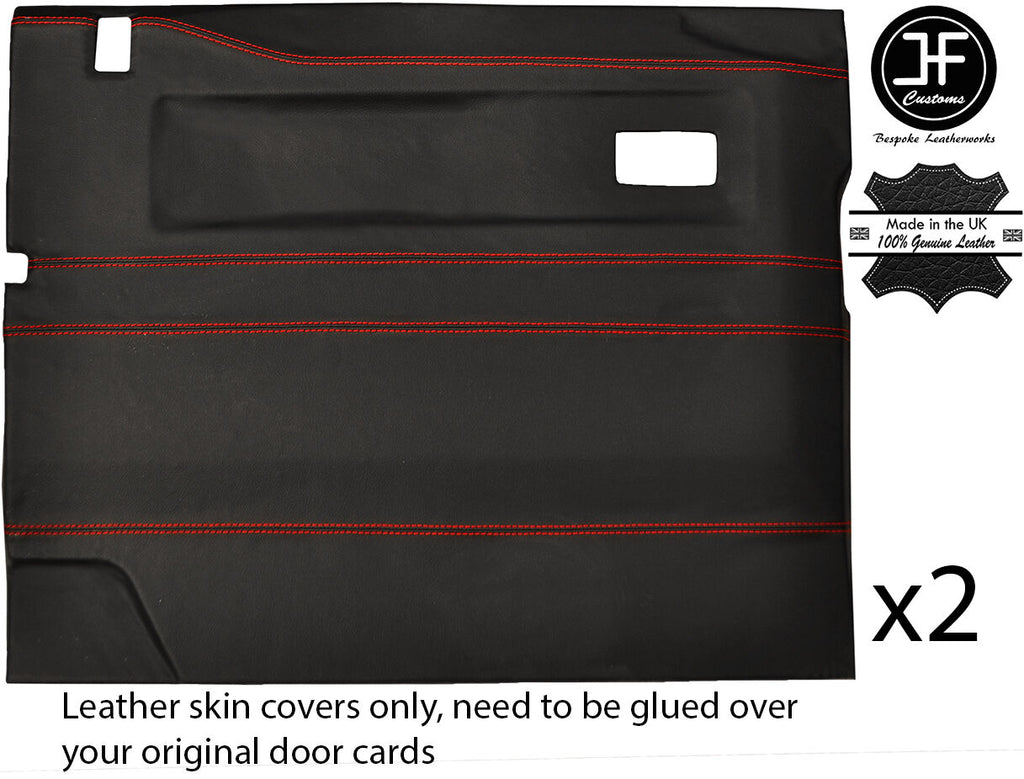 RED STITCH 2X FRONT DOOR CARD COVERS FITS LAND ROVER DEFENDER 90 110 STYLE 2