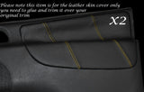 YELLOW STITCHING 2X FRONT DOOR CARD LEATHER COVERS FITS PEUGEOT 207 2007-2013