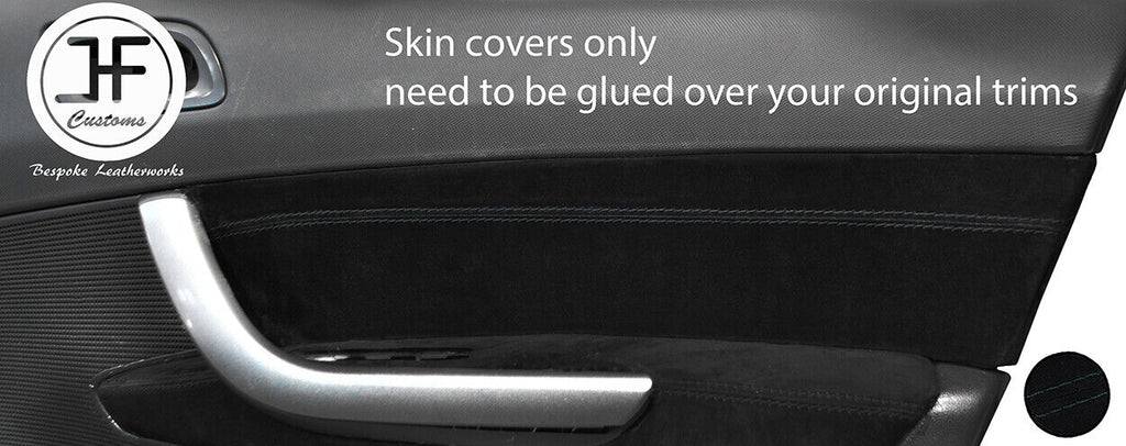 BLACK STITCH 2X FRONT DOOR CARD TRIM SUEDE COVER FOR PEUGEOT 308 07-12 5 DOOR