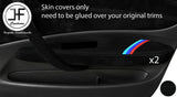 BLACK STITCH TRI STRIPE 2X FRONT DOOR ARMREST SUEDE COVERS FOR BMW 1 E87 04-12