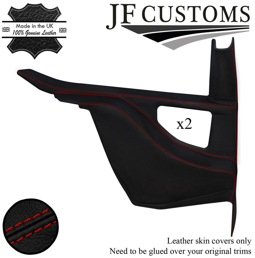RED STITCH LEATHER 2X REAR QUARTER DOOR COVERS FITS LOTUS ELITE ECLAT S1