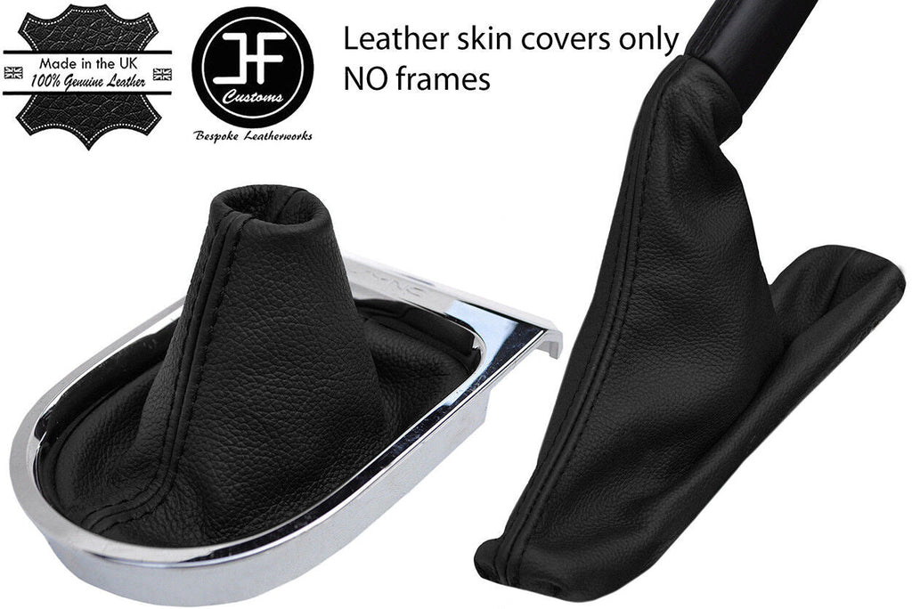 BLACK TOP GRAIN LEATHER GEAR HANDBRAKE GAITER COVER FOR FORD MUSTANG 2015-2018
