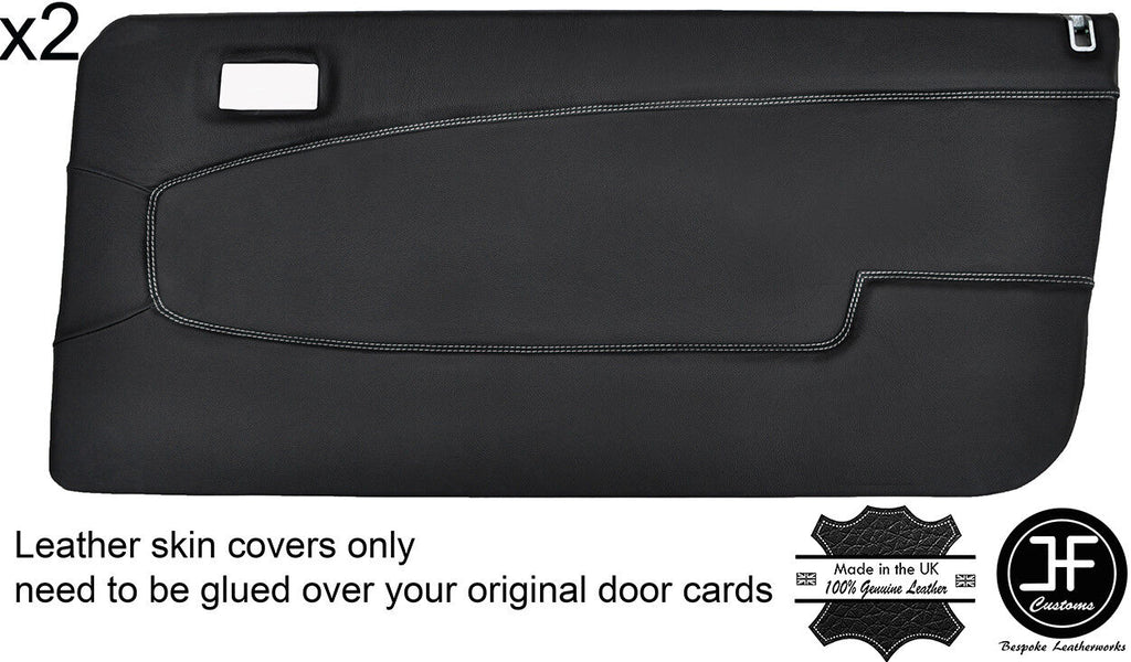 WHITE STITCH 2X FRONT DOOR CARD LEATHER COVERS FITS LANCIA BETA VOLUMEX COUPE