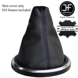 PURPLE STITCH CARBON FIBER VINYL GEAR GAITER FITS FORD FIESTA MK6 FUSION 02-08