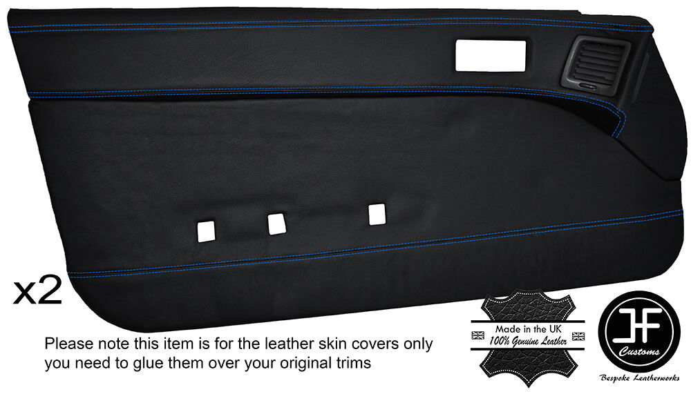 BLUE STITCH 2X FULL DOOR CARD LEATHER COVER FITS MAZDA RX7 FC 1986-1988