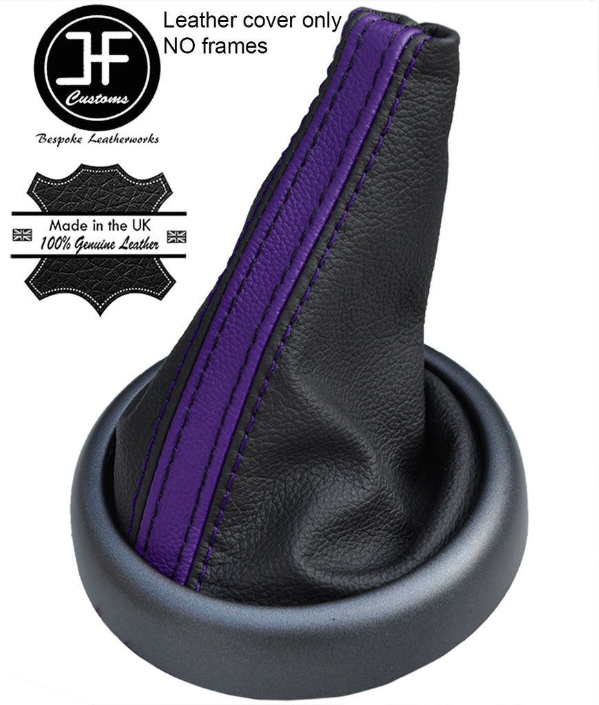 BLACK PURPLE STRIPE TOP GRAIN LEATHER GEAR GAITER FOR BMW MINI R50 R52 R53 01-06