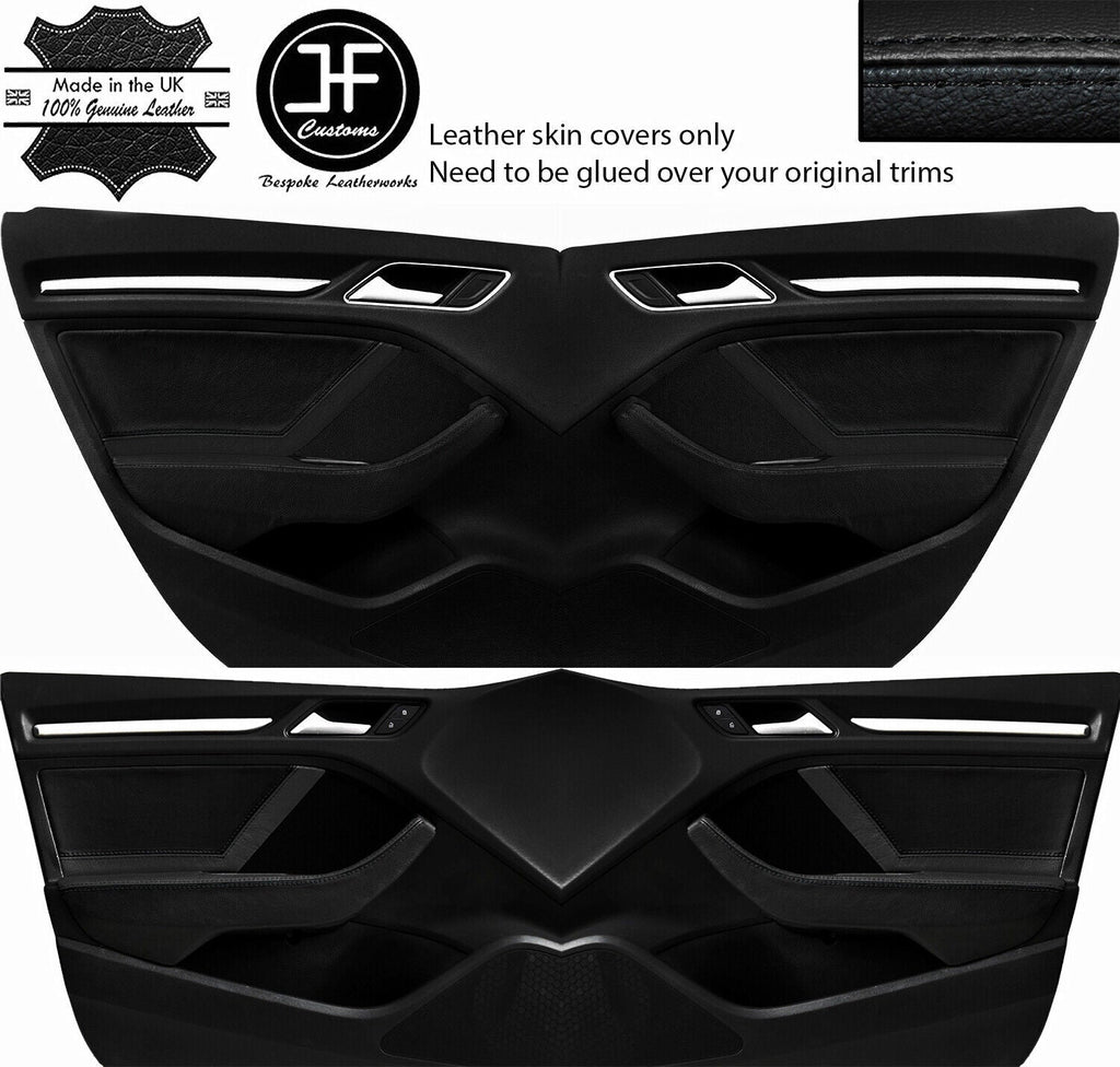 BLACK&BLACK 4X DOOR CARD TRIM&HANDLE ARMREST COVERS FOR AUDI A3 13-19 5DR DSG2