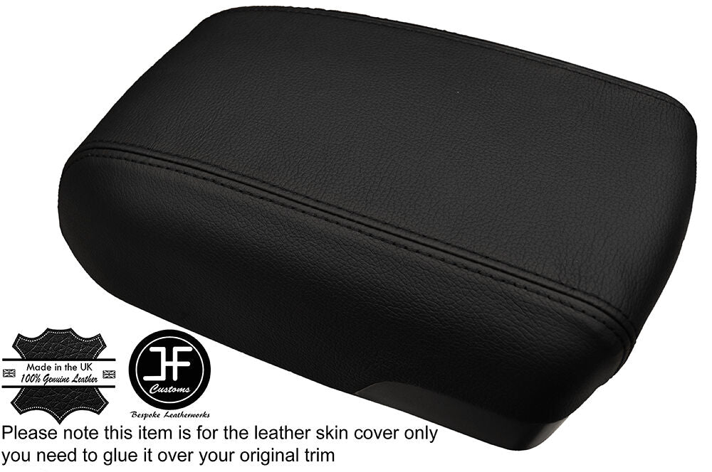 BLACK STITCH ARMREST LID GENUINE LEATHER COVER FITS HYUNDAI IX35 2010-2015