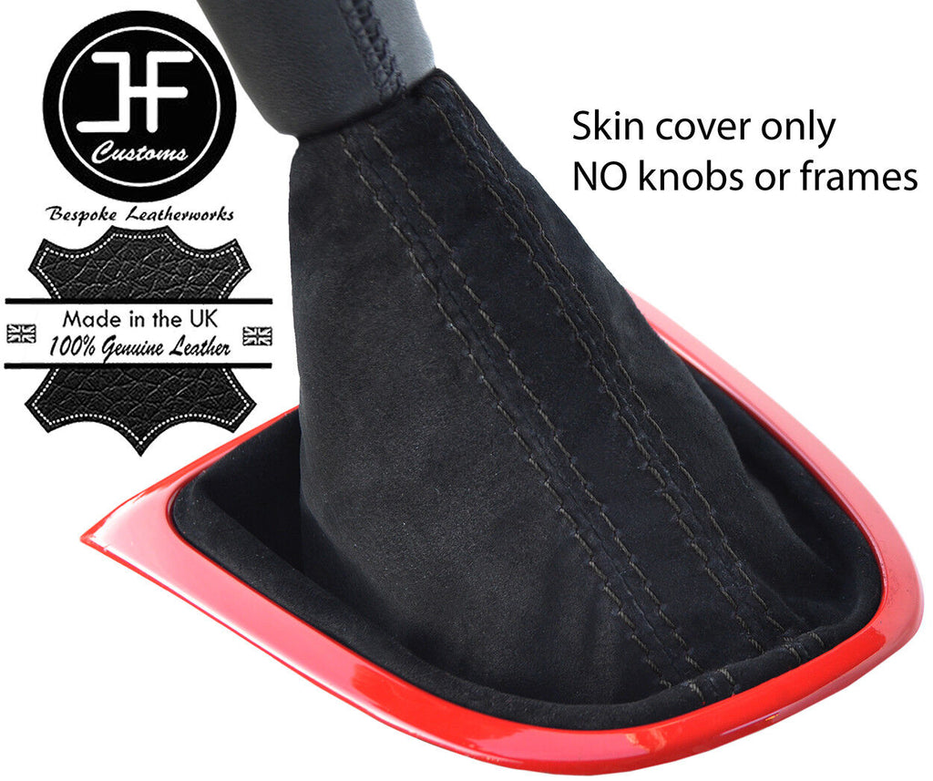BLACK STITCHING REAL SUEDE MANUAL GEAR GAITER FITS RENAULT CLIO 2012-2016
