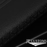 FOR CHEVROLET CAMARO 16-20 BLACK CROSS STITCH LEATHER 2X SUN VISOR COVERS