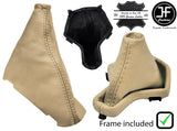 BEIGE  LEATHER AUTOMATIC GEAR+PLASTIC FRAME+HANDBRAKE GAITER FOR FREELANDER 2