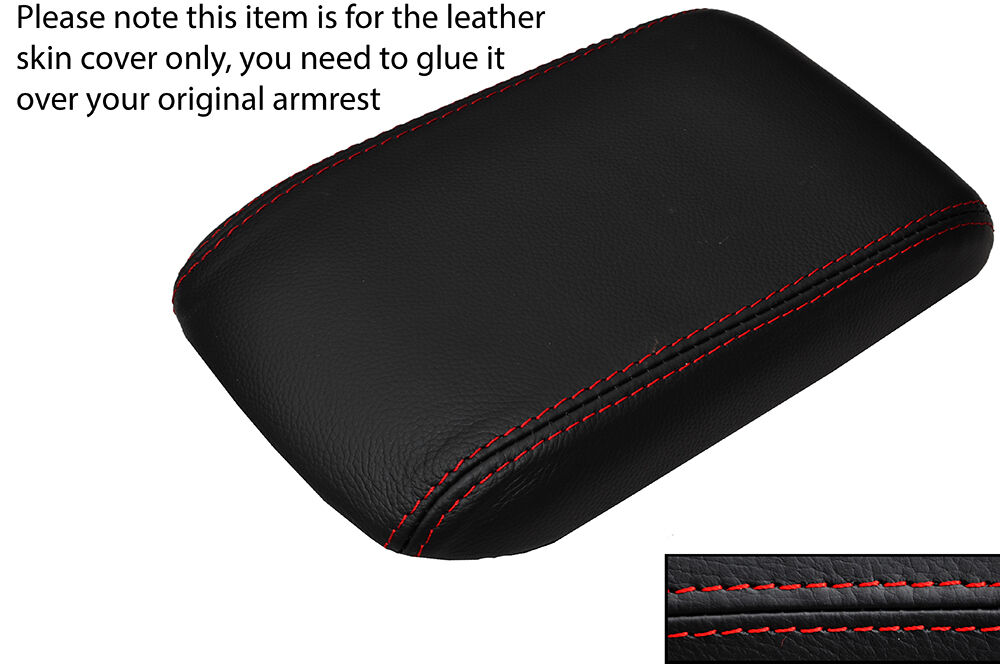 RED STITCHING LEATHER ARMREST SKIN COVER FITS HONDA PRELUDE MK5 MK V 97-01