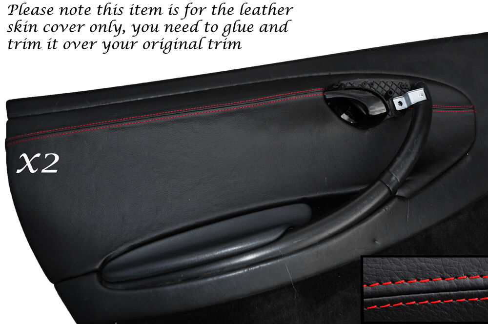 RED STITCHING 2X DOOR CARD TRIM  SKIN COVERS FITS PORSCHE 986 BOXSTER 96-04