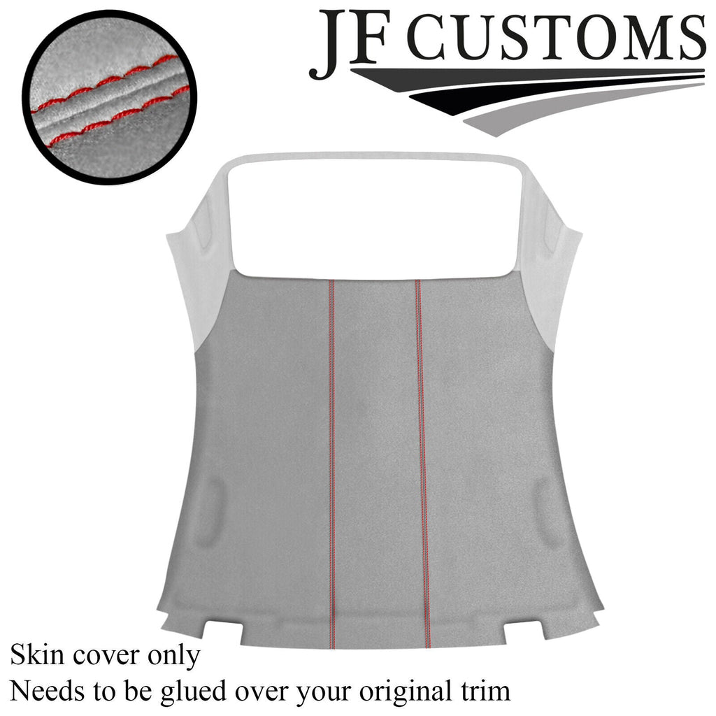RED STITCH L GREY SUEDE HARDTOP ROOF HEADLINER COVER  FOR BMW E46 CONVERTIBLE