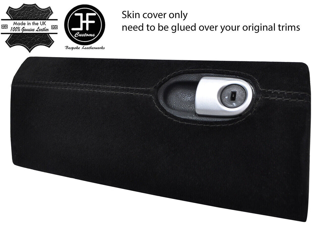 BLACK STITCHING GLOVE BOX REAL SUEDE COVER FITS SMART FORTWO 451 2007-2014