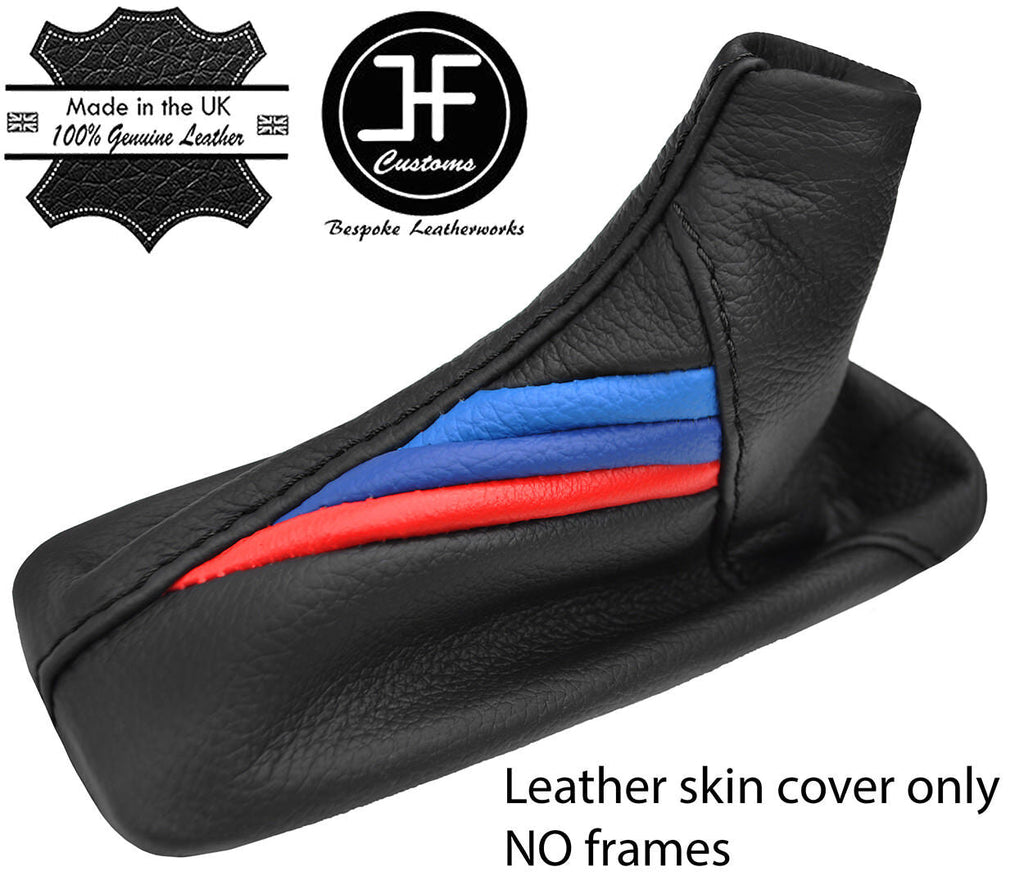 BLACK STITCH TRI STRIPE TOP GRAIN LEATHER HANDBRAKE GAITER FOR BMW X5 E53 00-06