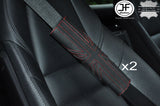2X UNION JACK DESIGN RED STITCH LEATHER LUXURY SHOULDER SEAT BELT PADDED PADS